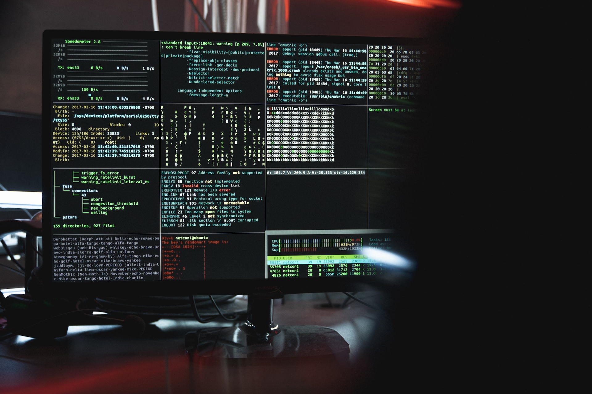 Close-Up View of System Hacking in a Monitor, representing cybersecurity