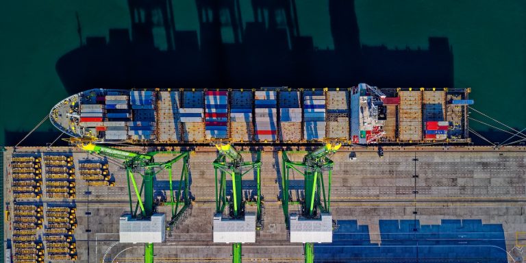 Aerial View of Shipping Containers, suggesting customs fraud