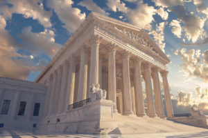 The Supreme Court against a blue sky with clouds, representing the supreme court whistleblower