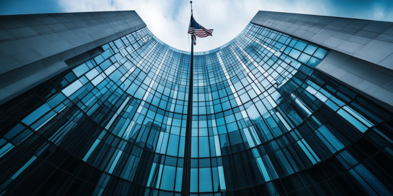 Looking up at an imposing building, representing the SEC whistleblower case and SEC whistleblower protection